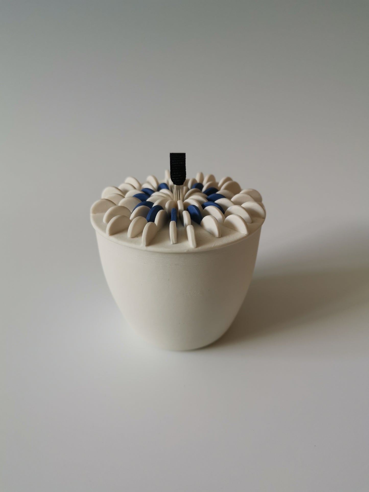 Large Blue Lidded Vessel