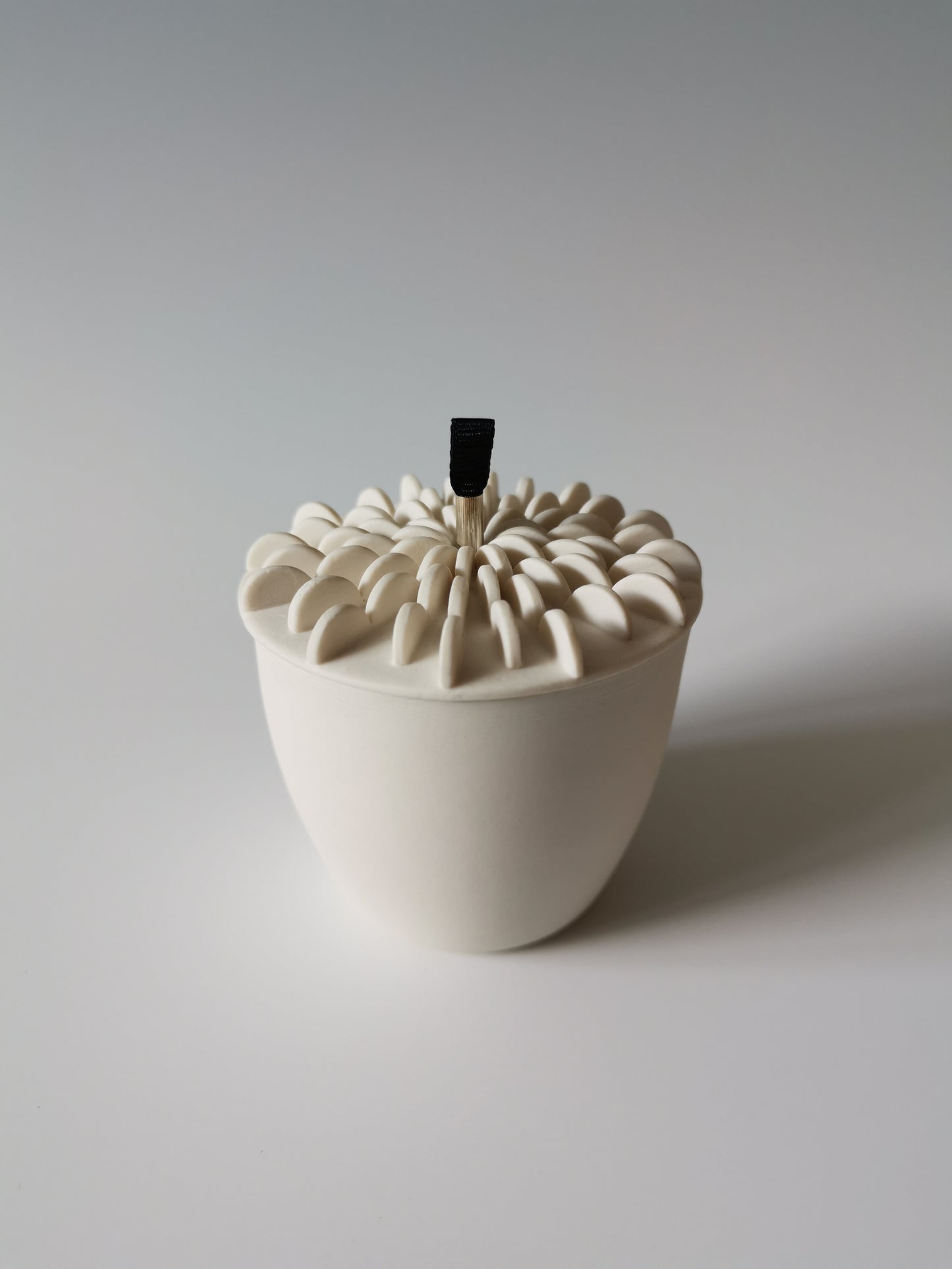 Large White Lidded Vessel