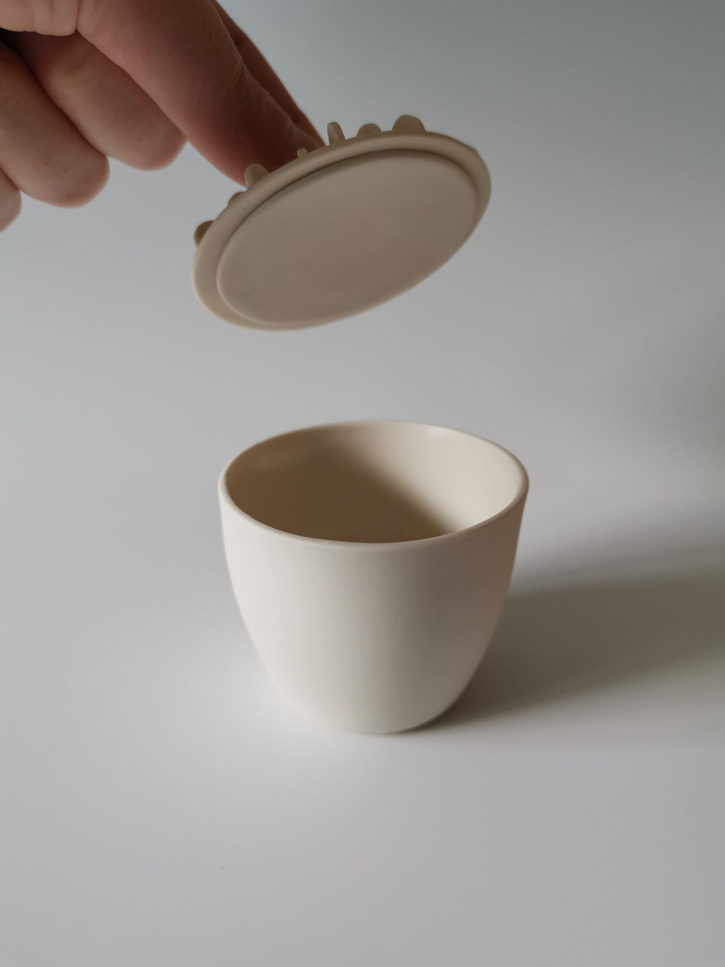 Large White Lidded Vessel