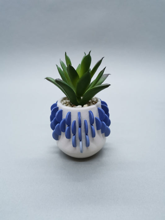 Artificial Succulent in a Blue Gradient Disk Pot