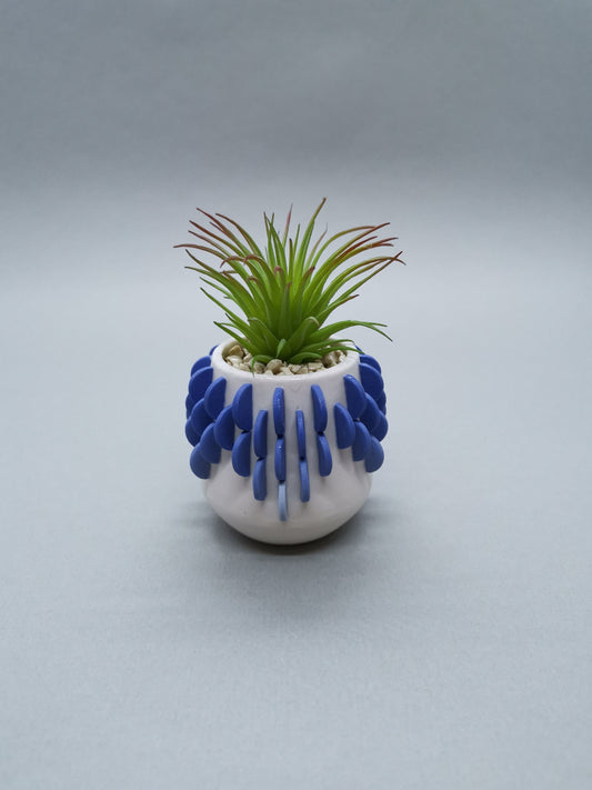 Artificial Succulent in a Blue Gradient Disk Pot